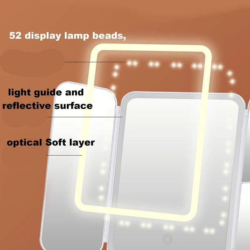 Tri-Fold LED Makeup Mirror  | GlowUpStudio™